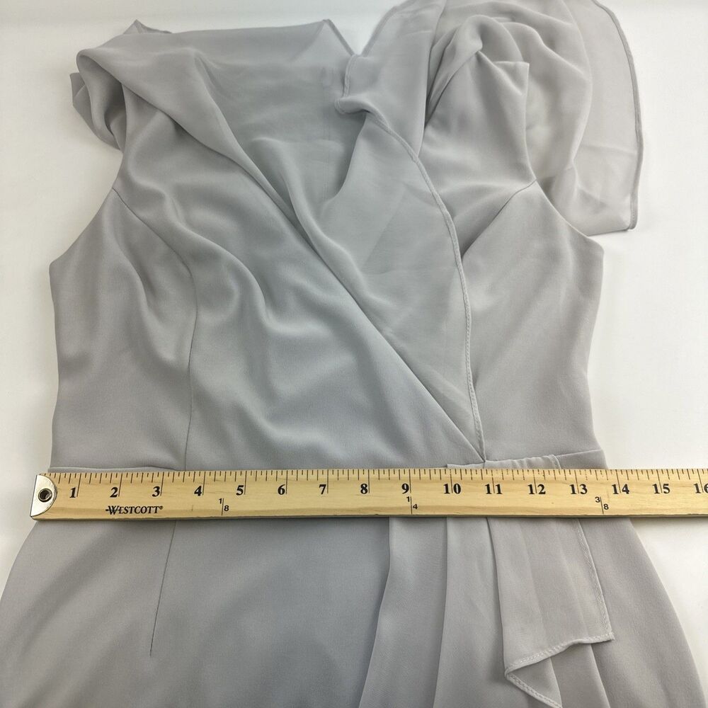 Joseph Ribkoff Dress Gray Chiffon Ruffle Shawl V-Neck Womens 4 - Picture 10 of 12